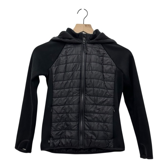 Athleta Other - Athleta Girls Black Full Zip Nylon Lightweight Hoodie Puffer Jacket Size M